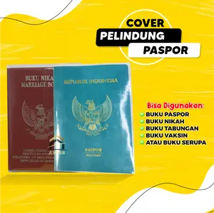 ANP88 - Cover Pelindung Paspor Transparan PVC Tebal & Fleksibel Tahan Air dengan Slot Kartu Bawaan untuk Buku Nikah Tabungan dan Buku Kecil Lainnya