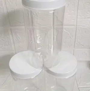 Toples Bening Plastik 1000ml dengan Tutup Putih Tahan Lama untuk Penyimpanan Makanan dan Minuman