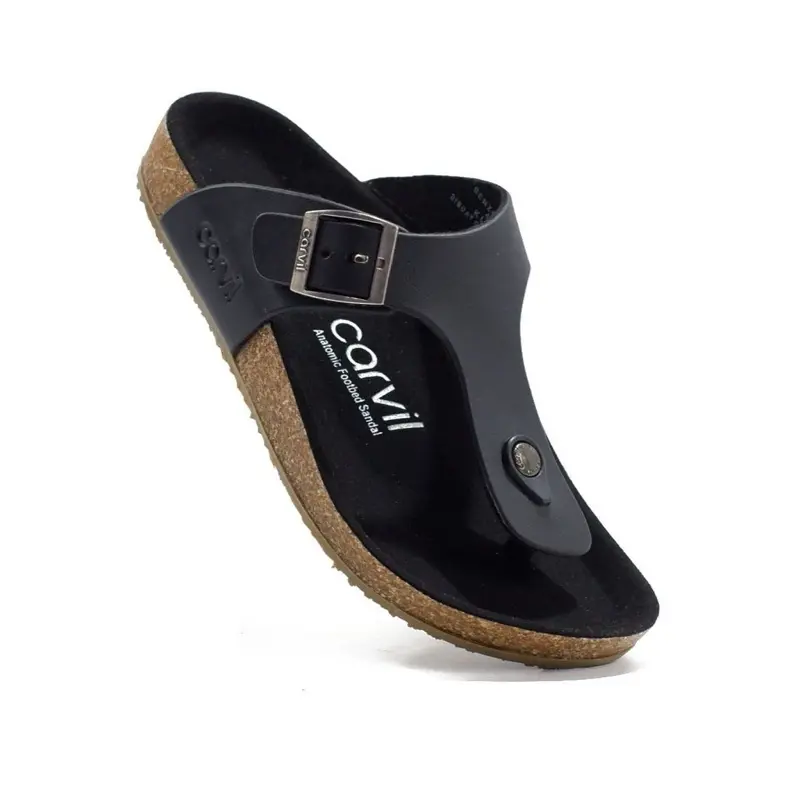 Terlaris - Sandal Carvil Pria Original Sandal Jepit Cowok Carvil Benzo Casual - Hitam