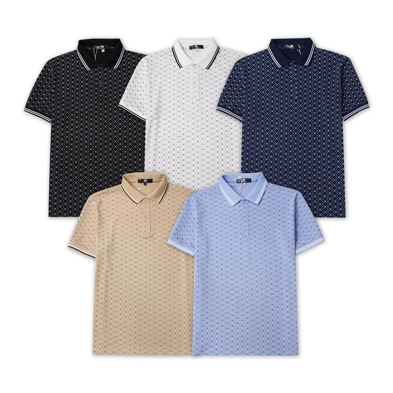  Áo Thun Polo Nam Chất Liệu CVC Co Giãn 4 Chiều họa tiết HÌNH THOI+VUÔNG CHÉO đơn giản Thanh lịch trẻ trung 