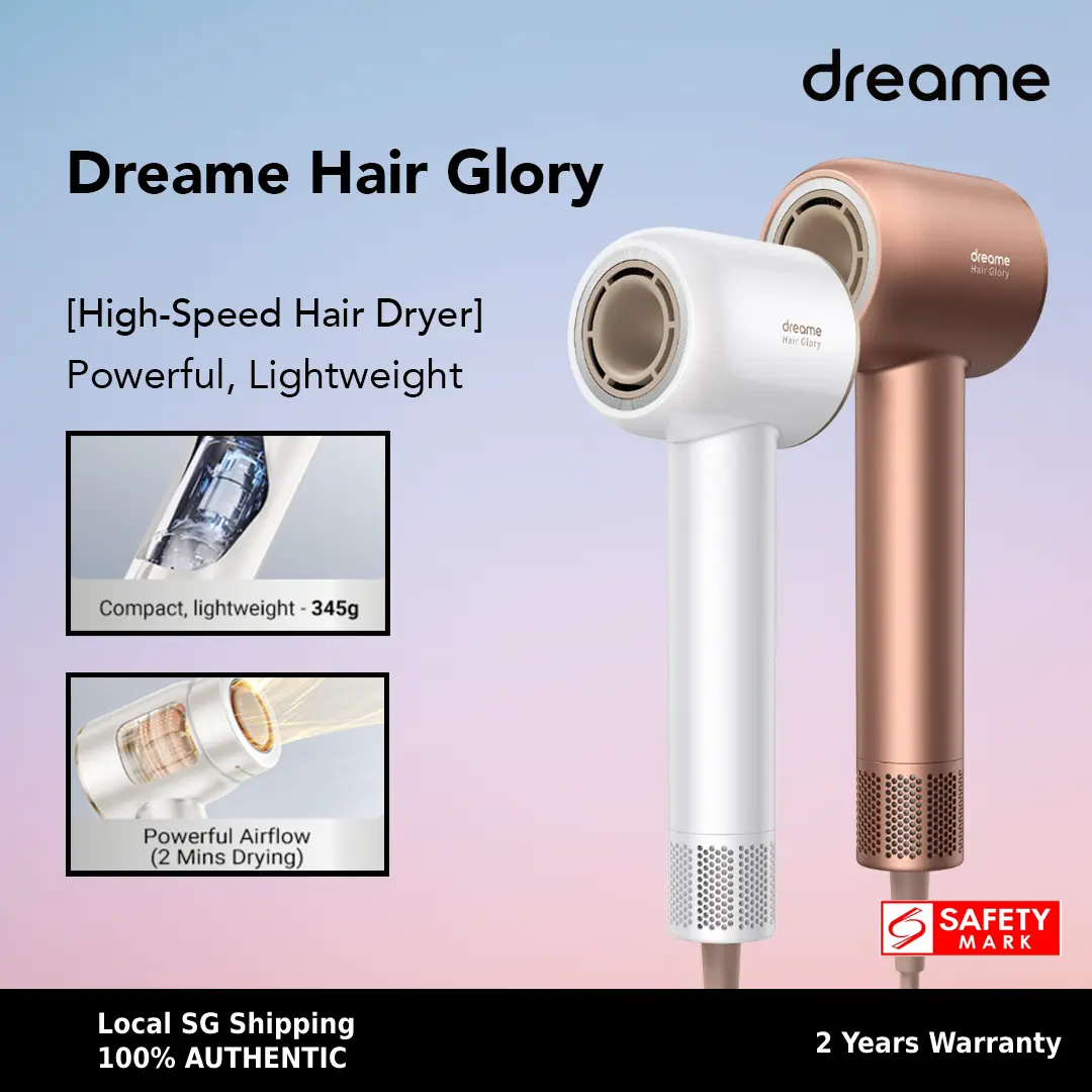 [SG STOCK] Dreame Hair Glory Hair Dryer | High Speed 2 Mins Fast Drying | 300 Mil Negative Ions | 2 Years Warranty