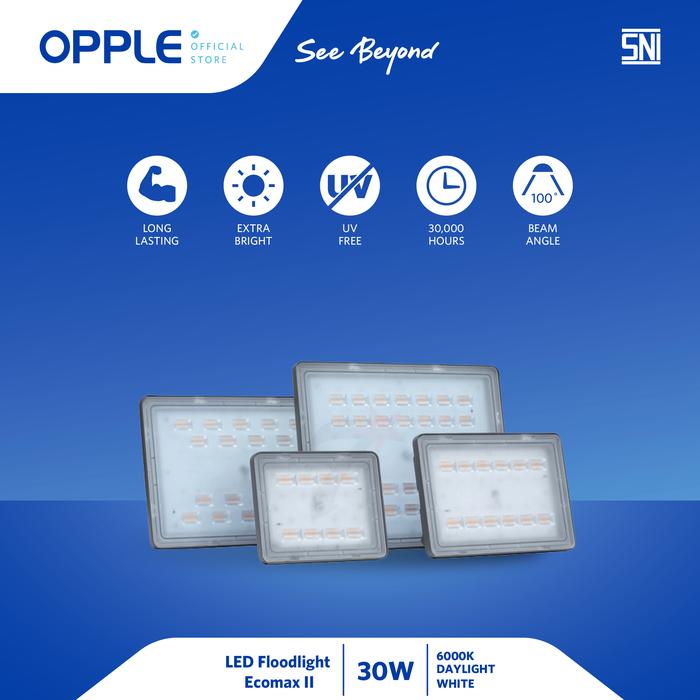 Gambar OPPLE LED Flood Light EcoMax Ⅱ 30W 6000K LED floodlight-E Ⅱ 30W-6000-GY-GP dari Opple Official Store Kab. Tangerang Tokopedia