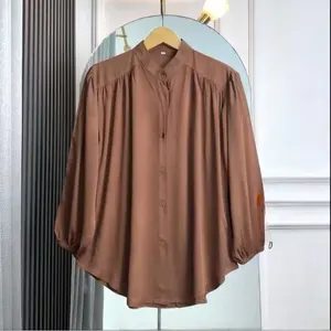 Amena Blouse Kemeja Atasa Wanita Bahan Rayon Twill Full Kancing Depan Desain Elegan Size L & XL Bahan Halus Lembut Cocok Untuk Berbagai Kesempatan