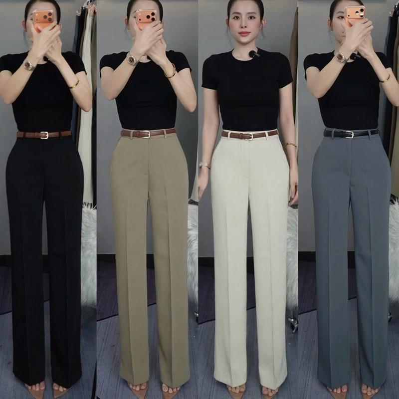  T870- Dài 103cm,ống 22cm  Quần ống đứng chất SẸC Ý rũ mềm mịn Mộc She 
