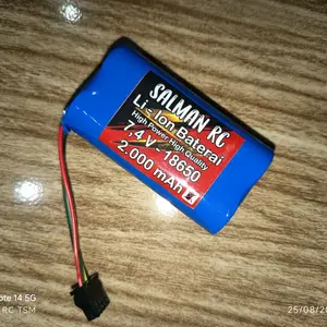 SALMAN RC soket 4 pin hitam Baterai Li-Ion 18650 7.4V real 2000mAh untuk Permainan hingga 2 Jam Kualitas Tinggi