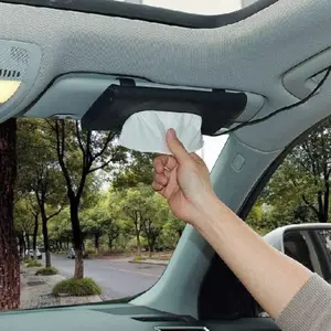 Tempat Tisu Mobil / Kotak Tissue Gantung Car Sun Visor Jepit PU Leather Wadah Tisu Mobil