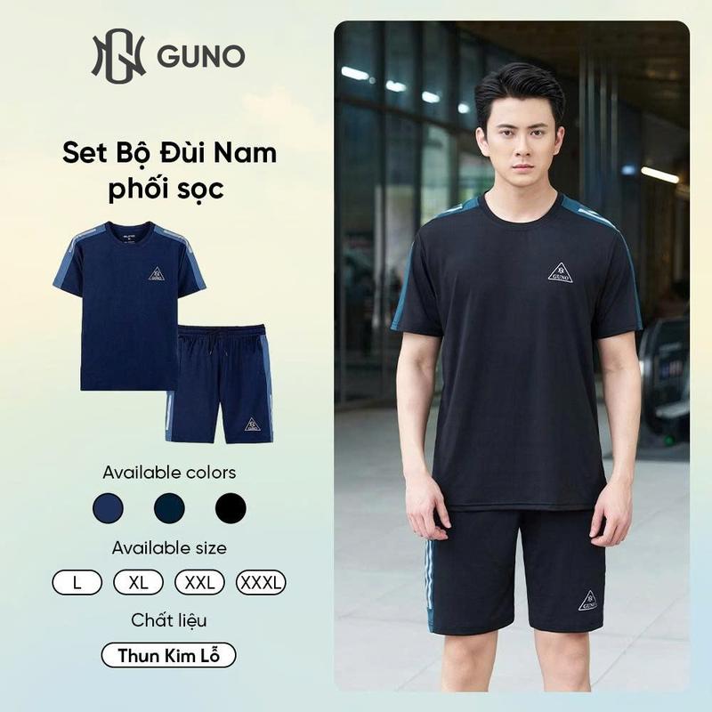 GUNO-Bộ quần áo đùi nam logo tam giác phối 3 sọc SP5| 25BB38