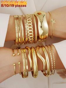 Brazalete elegante y minimalista para mujer, 10/19 piezas de brazalete versátil, Joyería a la moda como regalo de cumpleaños para novia