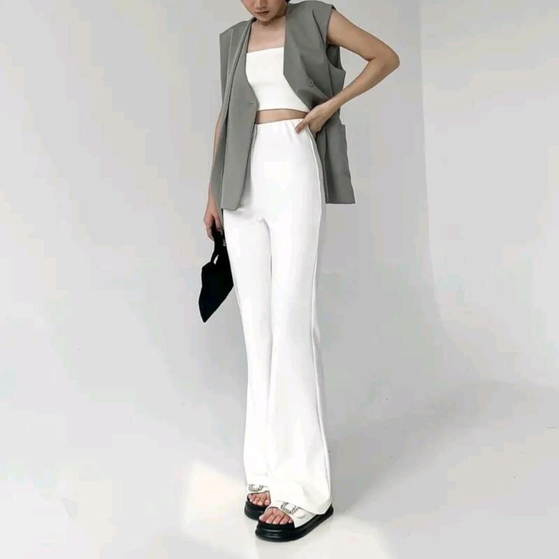 Flare pants  highwaist scuba kulot cutbray Celana Panjang Standar JUMBO 5