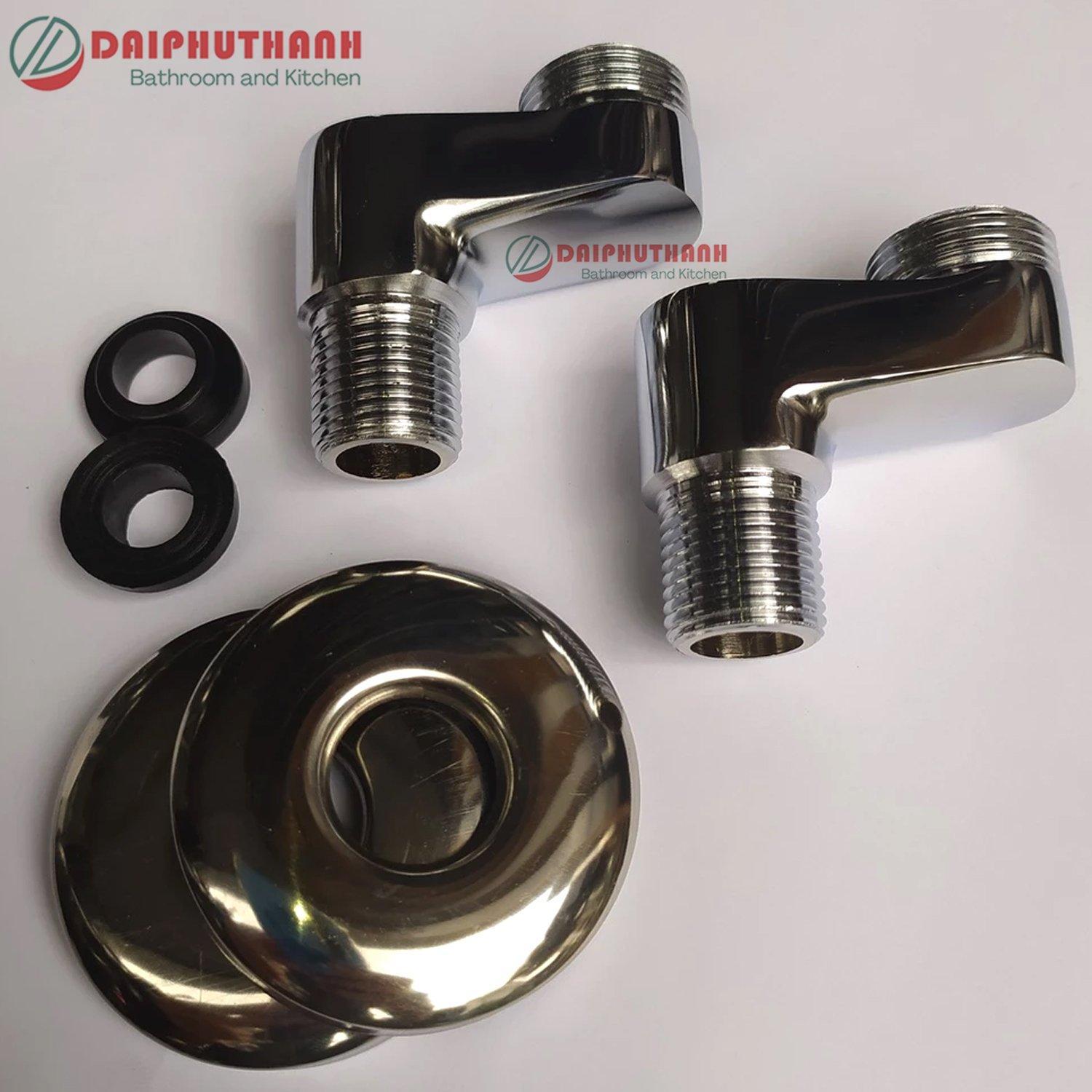 Cặp Chân Sen Chân Chữ Z Nhiều Kích Thước Kèm Nắp Chụp Và Ron Cao Su - Phụ kiện thay thế vòi sen tắm nóng lạnh