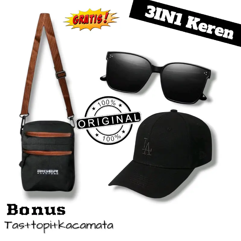 PROMO 3IN1 beli 1 dapat 3 produk tas selempang pria gratis 2 produk lainya Slingbag Cowo 5