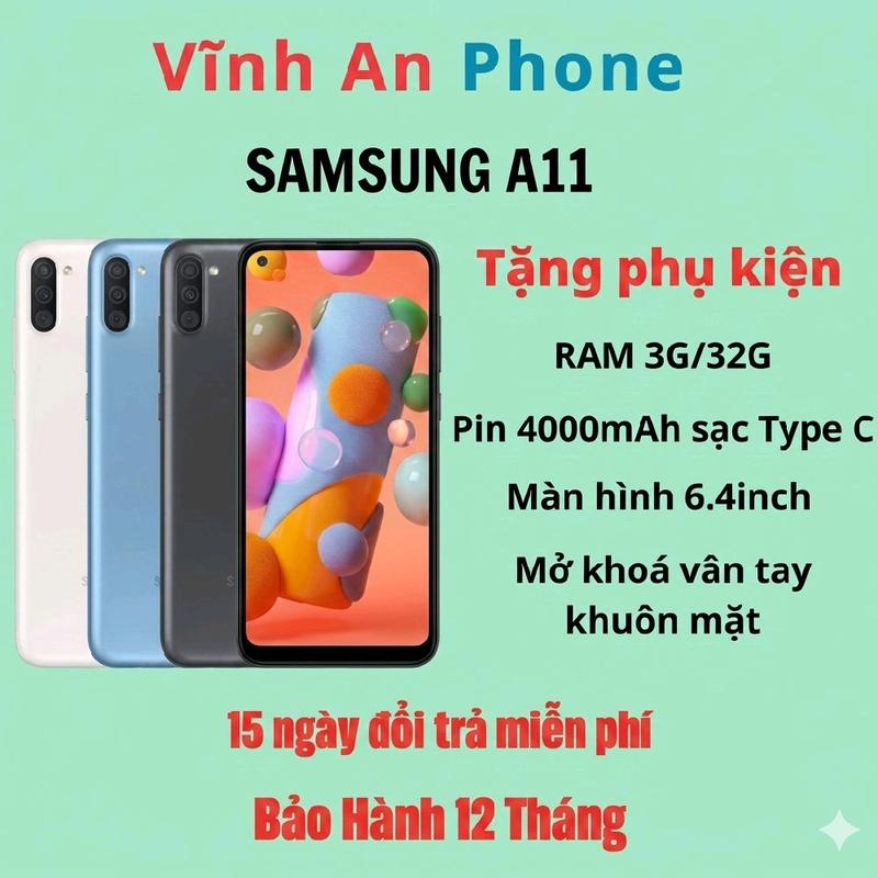 2ND HAND| SAMSUNG GALAXY A11 RAM 3GB/32GB 2SIM| MÀN HÌNH 6.5"| PIN 4000mAh| SẠC…