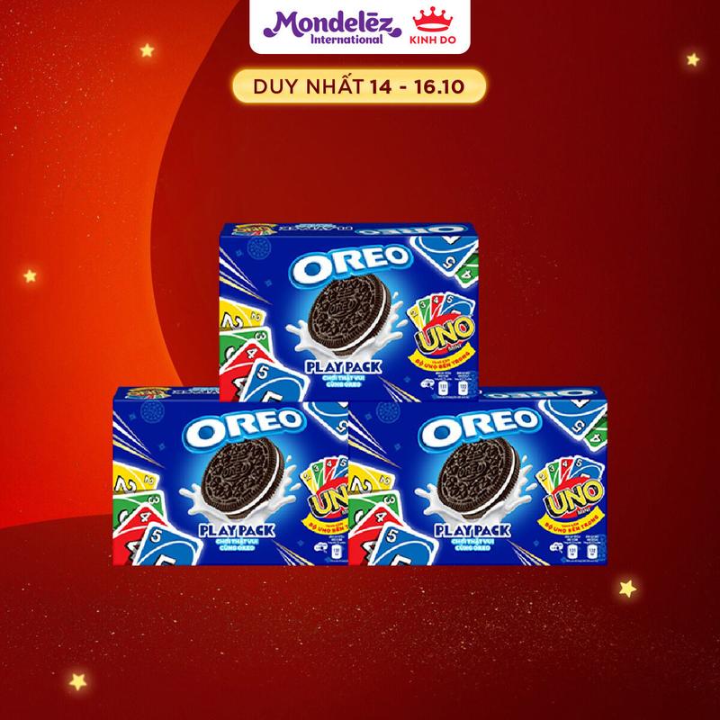 Bánh Quy Sôcôla OREO Playpack Vị Vani Và Kem Sôcôla, Combo 3 Hộp x 257.6G