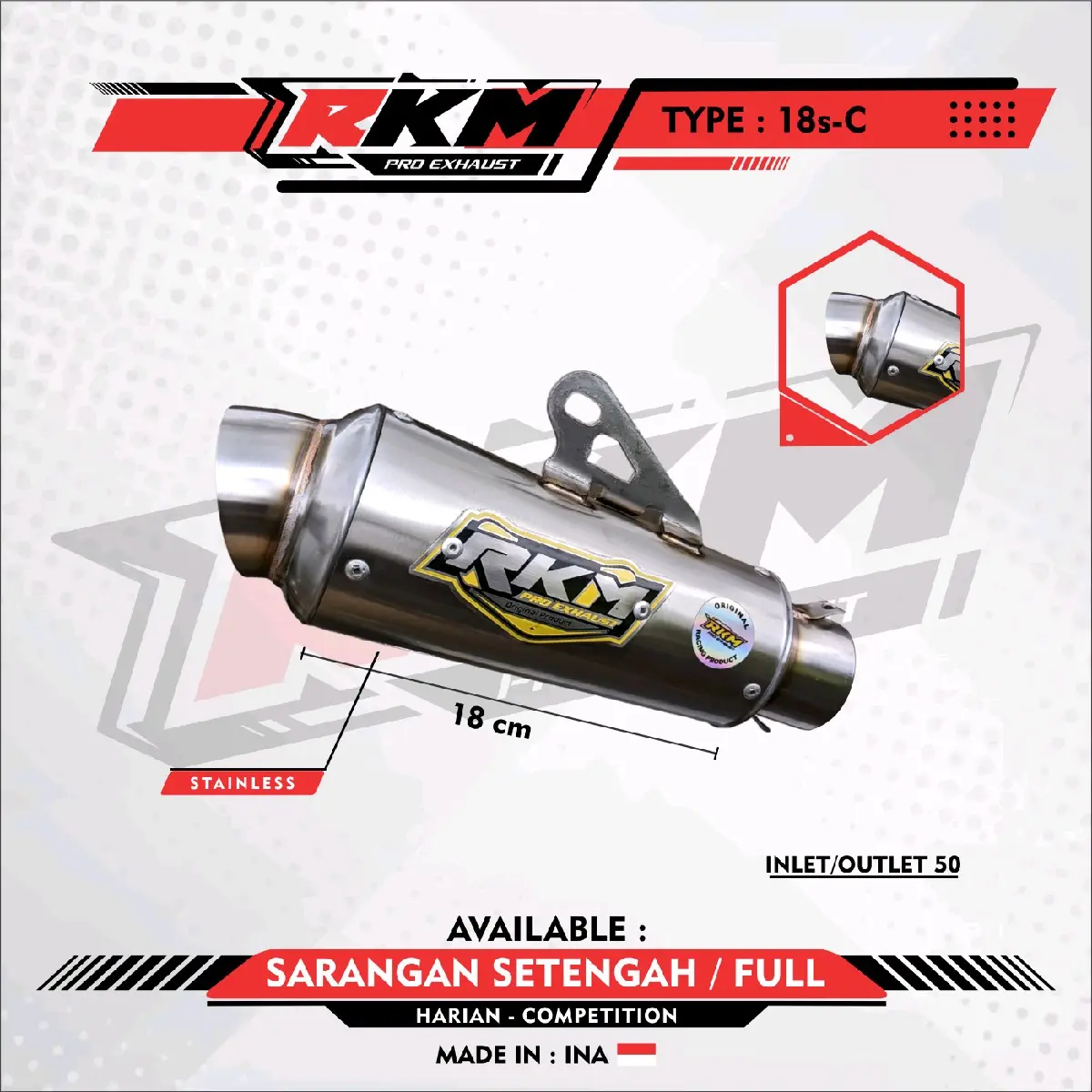 SILINSER ONLY P18 TYPE RK07 UJUNG ELBOW Knalpot Laser Motorcycle