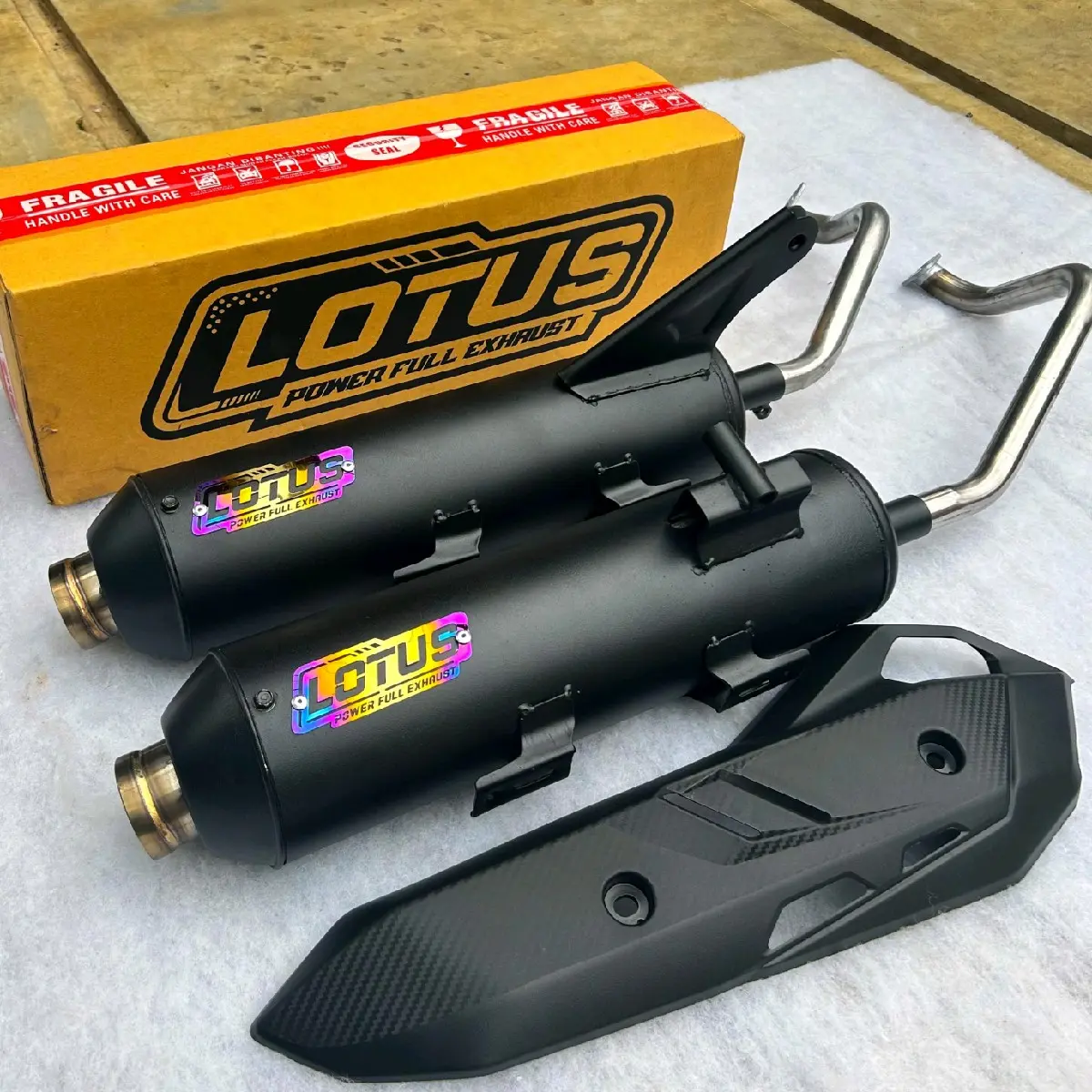 Knalpot Standar Racing LOTUS MONCONG SHIJIRO Vario 125/150 LED BEAT SCOOPY PCX NMAX AEROX ( SARTENG DAN SARBOR )  Bulat Motor Motorcycle