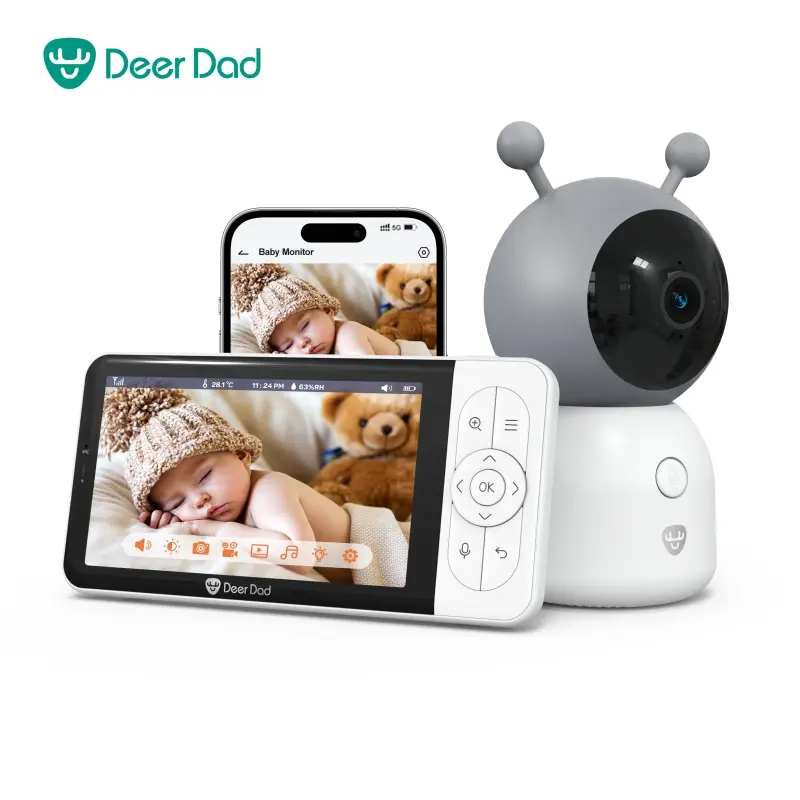 Deer Dad Baby Monitor Dual-mode Connection Colorful Night Light Wireless Smart Baby Monitor Camera 2k High-definition Night Vision Cry Detection One-click Call
