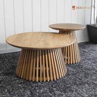 Gambar Stockayu.id - Coffe Table Tamu Jari Jari Kayu Jati Meja Kopi Bulat Minimalis CT002 Furniture Asli - 1 Meja 50x50x55 cm, Natural dari Stockayu.id Kab. Jepara 4 Tokopedia