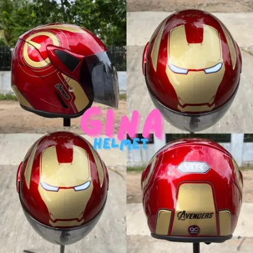 HELM ANAK USIA 3-7 TAHUN MOTIF COWO KARAKTER IRONMAN KACA SMOKE / HELM ANAK MOTIF COWO STANDAR SNI