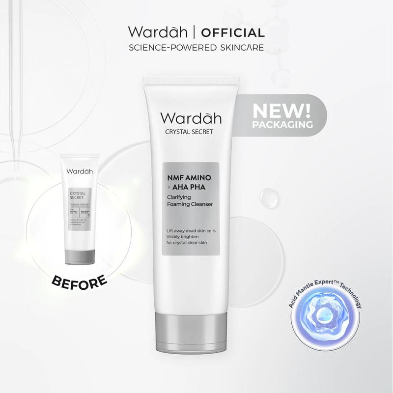 Wardah Crystal Secret NMF Amino + AHA PHA Clarifying Foaming Cleanser 100 mL - Sabun Cuci Muka Gentle Acid Mantle Expert 0