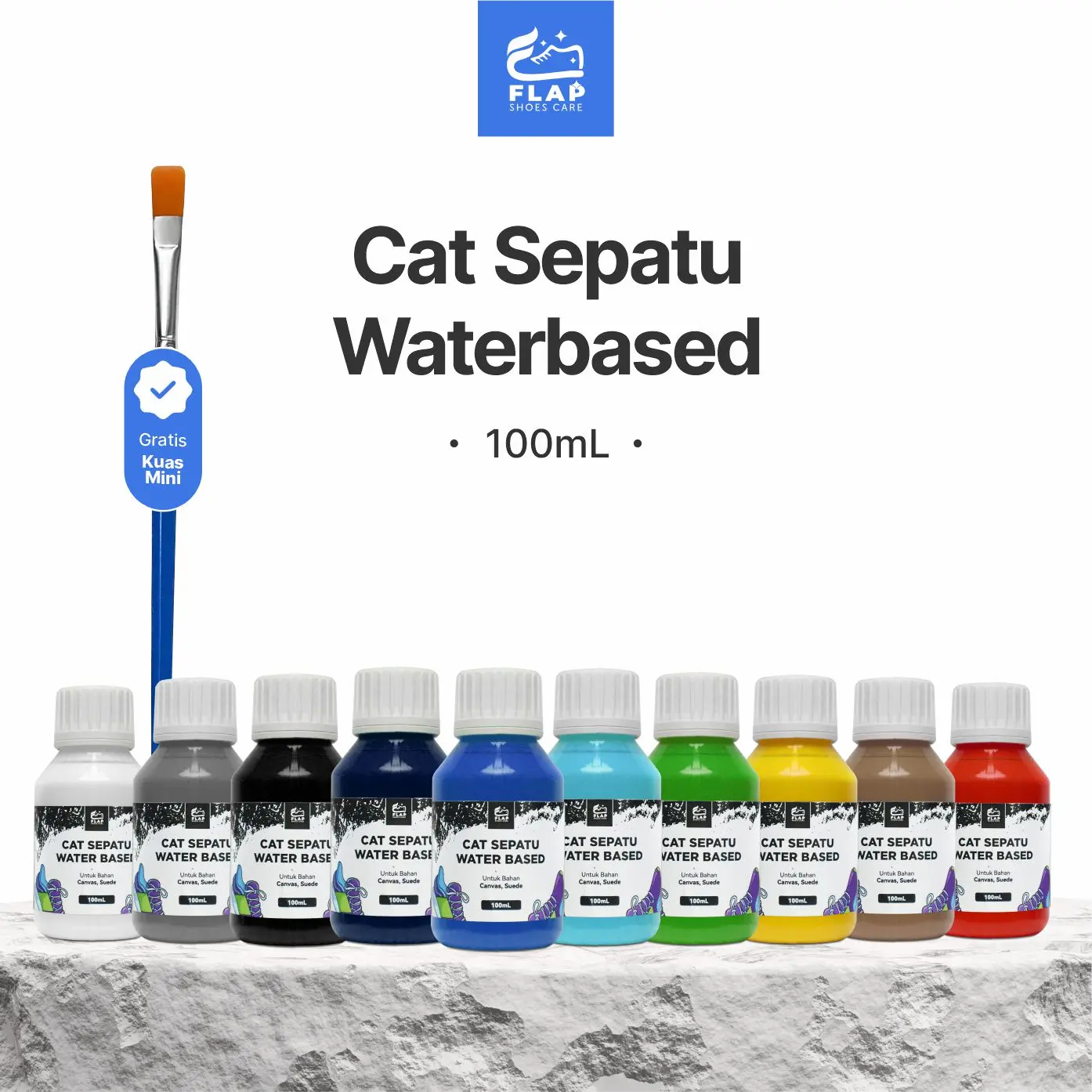 Flap Shoes Care - Shoe Paint - Cat Sepatu Kanvas Hitam Permanen Cat Sepatu Canvas Cleaner Pembersih Putih