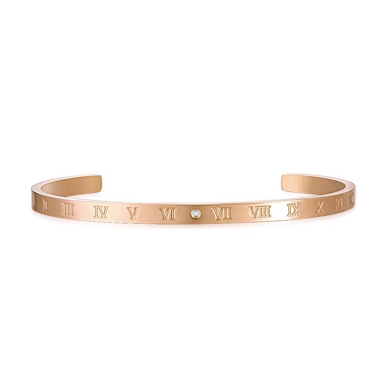 [BJS] Roman Numbers Bangle Gelang Tangan Titanium Steel Inlaid Diamond ...