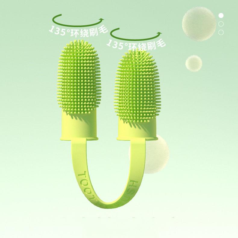 Product Introduction of Pet Double-Finger Toothbrush 135º Surround Bristles for Easy Teeth Cleaning Dental Care for Puppies Cats Small Pets 15