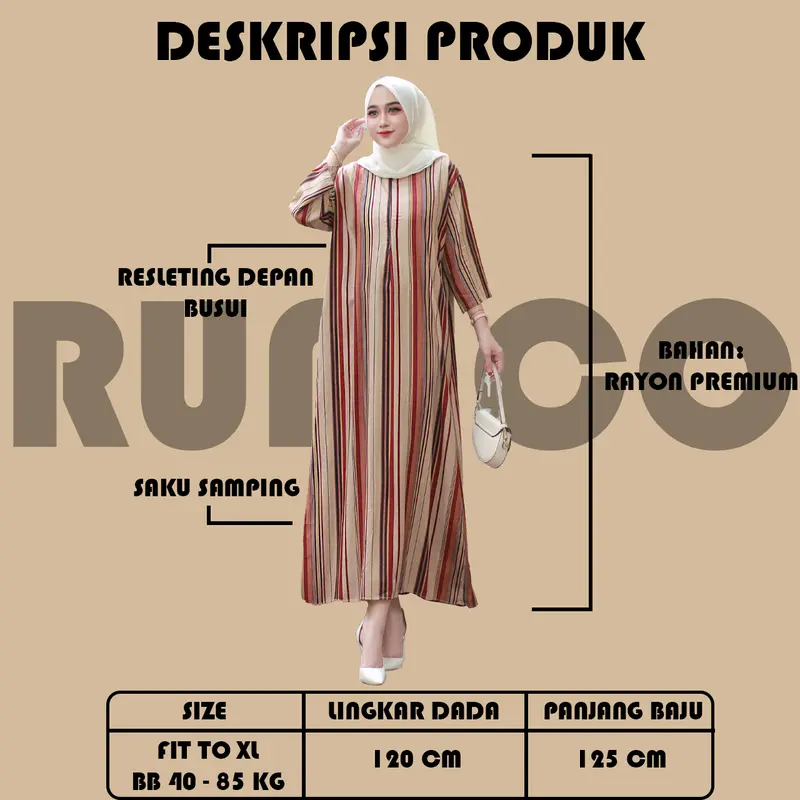 RUN.CO Daster Gamis Kekinian Terbaru Rayon Premium Busui Lengan 3/4 Motif Best Seller 1
