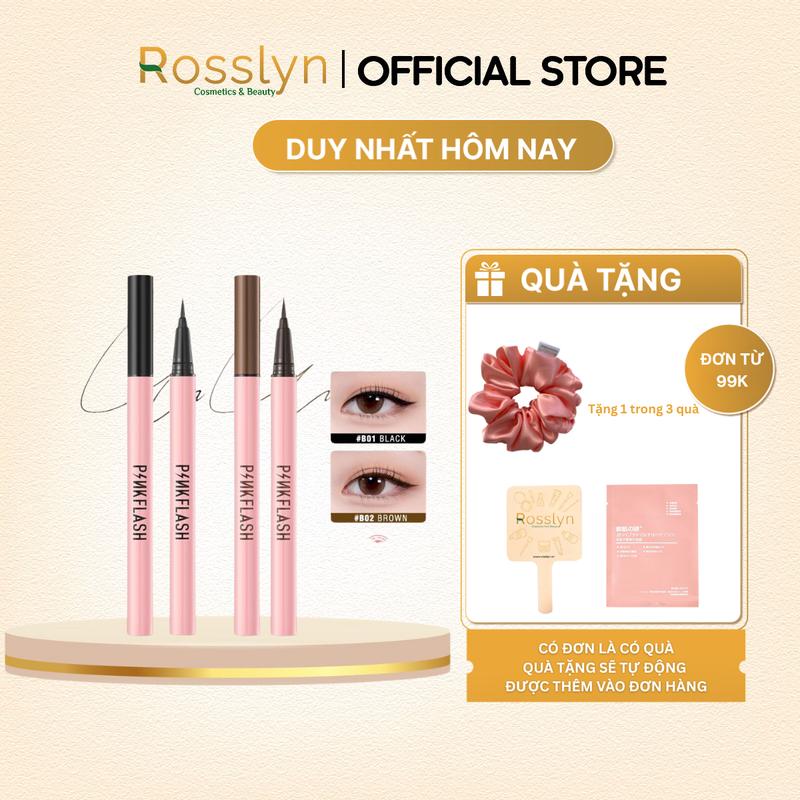 Bút kẻ mắt Pinkflash dạng lỏng nhanh khô màu đen màu nâu chất lì chống nước lâu trôi 30g Rosslyn
