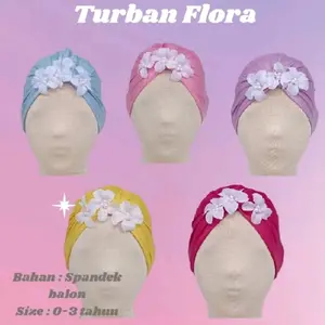Turban Bunga Flora untuk Bayi Perempuan Usia 0-2 Tahun