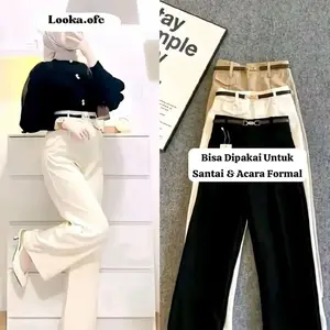 ORO PANTS KNIT - Celana Anti Kusut - Celana Kulot Highwaist Wanita Nyaman