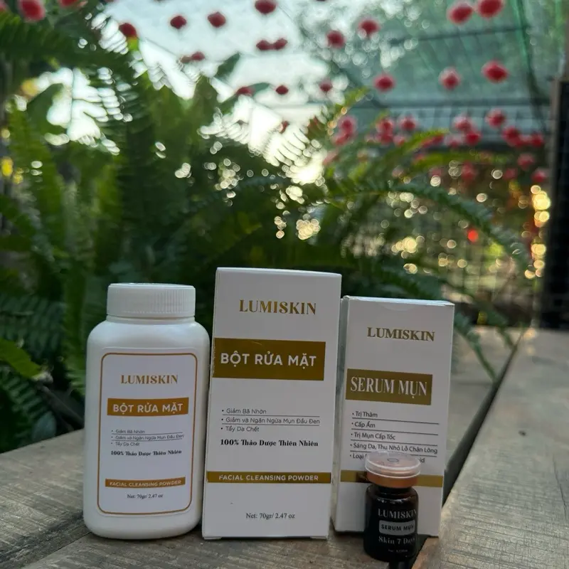 Combo 1 Serum Mụn và 1 Bột Rửa Mặt LUMISKIN Skincare chăm sóc và làm đẹp da cho Nam Nữ 6