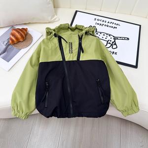 SCBEBEツートンデザイン韓式ジャンパー 斜めジッパー仕様 トレンディチャイナジャケット 3歳〜12歳