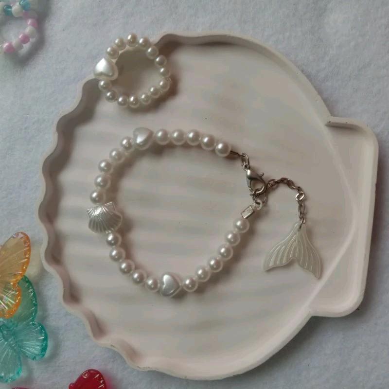 Set Gelang dan Cincin Lusinan 12+12 pcs dengan Manik Gelang dan Cincin 0