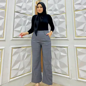 Celana Kulot Highwaist Standar Bahan Softjeans Premium untuk Wanita Panjang Hitam Casual Pant Standar Formal Basic X-tra SmallStandar Jumbo Super Jumbo