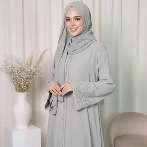 RA - Gamis Abaya Azizah Aksen Manik Manik Cantik Bahan Sabrina Anti UV Premium
