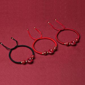 Gelang Tangan Cinnabar Tali Merah, Tahun Zodiak, Gelang Gesper Keamanan, Tahun Ular 2025, Tenunan Tangan, Hadiah Pasangan, Pasir Ungu dan Emas Jewelry Bracelets Bangles