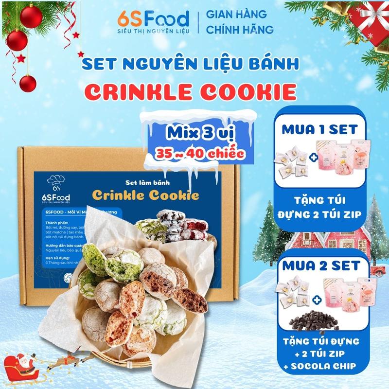 Set Nguyên Liệu Bánh Quy Crinkle Cookie Mix 3 Vị 6SFOOD Thành Phẩm 30-35 Chiếc Thơm Giòn Ngon