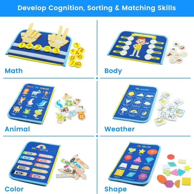 【4-8 Halaman】Hadiah Ramadhan Mainan Edukasi  Mainan  Papan Busy Board Untuk Perkembangan Anak Educational  Board Activity Book  Belajar Kognitif Bayi Dressing Skill Sensorik Mainan Toys 6