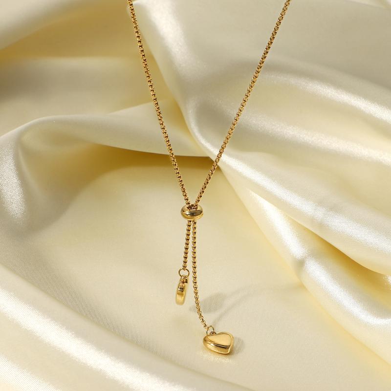 Product Introduction of European and American Ins Titanium Steel Necklace Y-Shaped Chain Two Love Pendant Necklace Women's Fashion Necklace 1