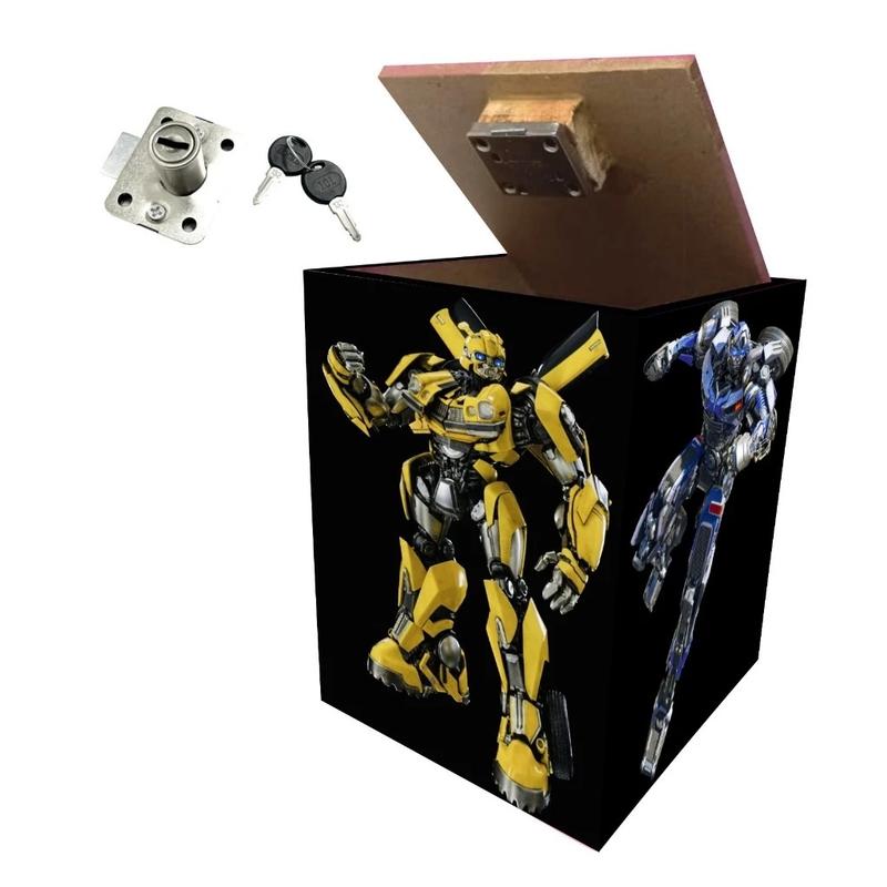 Product Introduction of Celengan kotak pakai kunci gambar robot Transformers ukuran besar 15x15x20 9