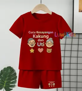 Luwi Kids Setelan Anak Cowok Cewek Trending Gambar Cucu Kesayangan Kakung Dan Uti Celana Fashion set Baju
