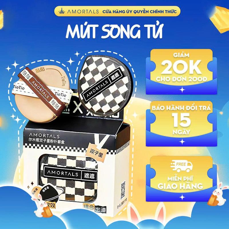 《Amortals Vietnam 》Combo 2 Bông Mút Trang Điểm Phiên Bản Song Tử AMORTALS hình giọt nước tán kem nền dùng khô và ướt tặng kèm hộp