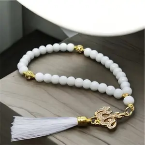 ￼Tasbih Batu White Onyx+Lafadz Allah 33 Butir 8mm Good Qualty