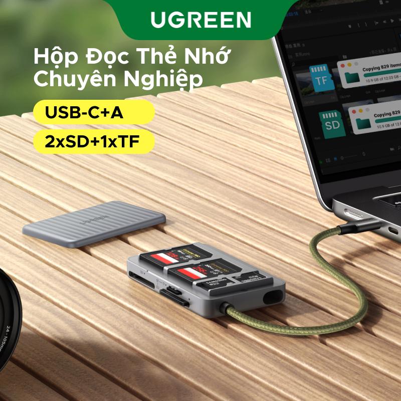 UGREEN, Hộp đựng đầu đọc thẻ USB-C, với 2 khe cắm thẻ SD và 1 khe cắm thẻ TF,…