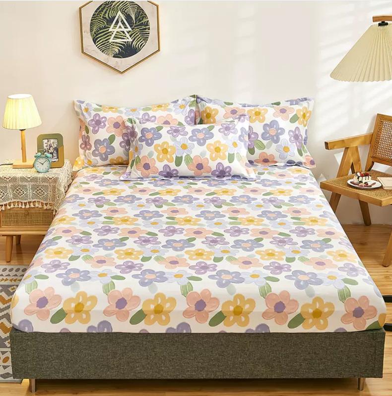Product Introduction of Pure Cotton Fitted Sheet and 2pcs Pillowcases Kids Mattress Cover Protector Four Corners with Elastic Band 16 Sizes 100% Cotton 22