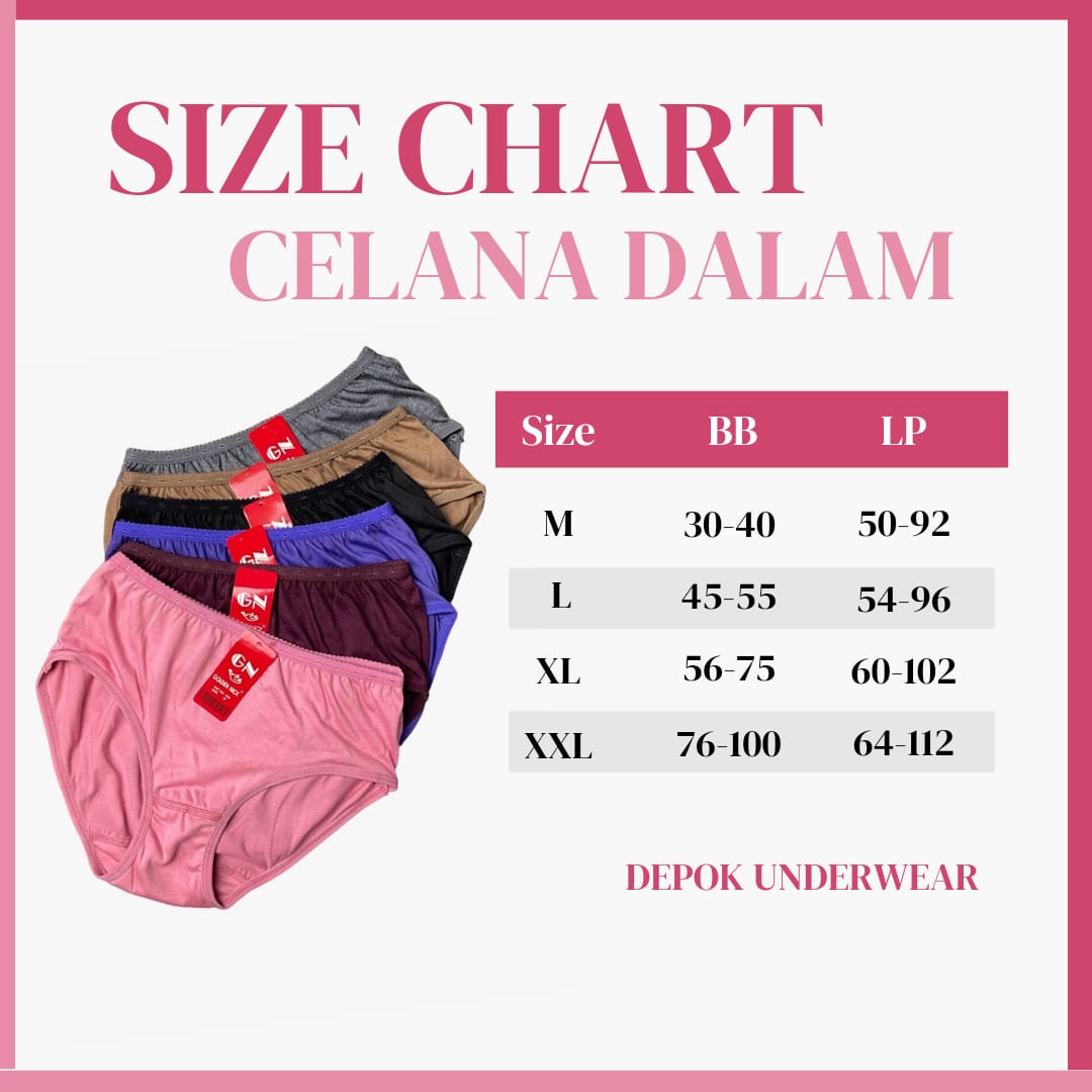 CD GN isi 3pcs / Celana Dalam Wanita Bahan Katun Golden Nick Size M L XL & XXL
