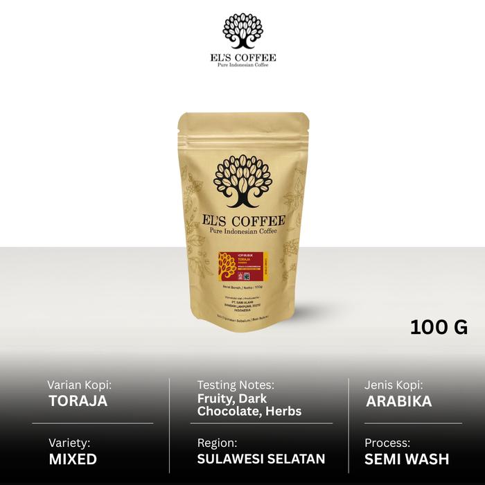 Gambar Kopi Arabika EL'S COFFEE TORAJA 100GR - Bean dari El's Coffee Kota Bandar Lampung Tokopedia