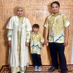 New Sarimbit Couple Keluarga Terbaru 2025 Azzahra Butter Set Couple by Syakira Hijab Dress Gamis Kemeja Koko Kekinian Bahan Flowy Adem