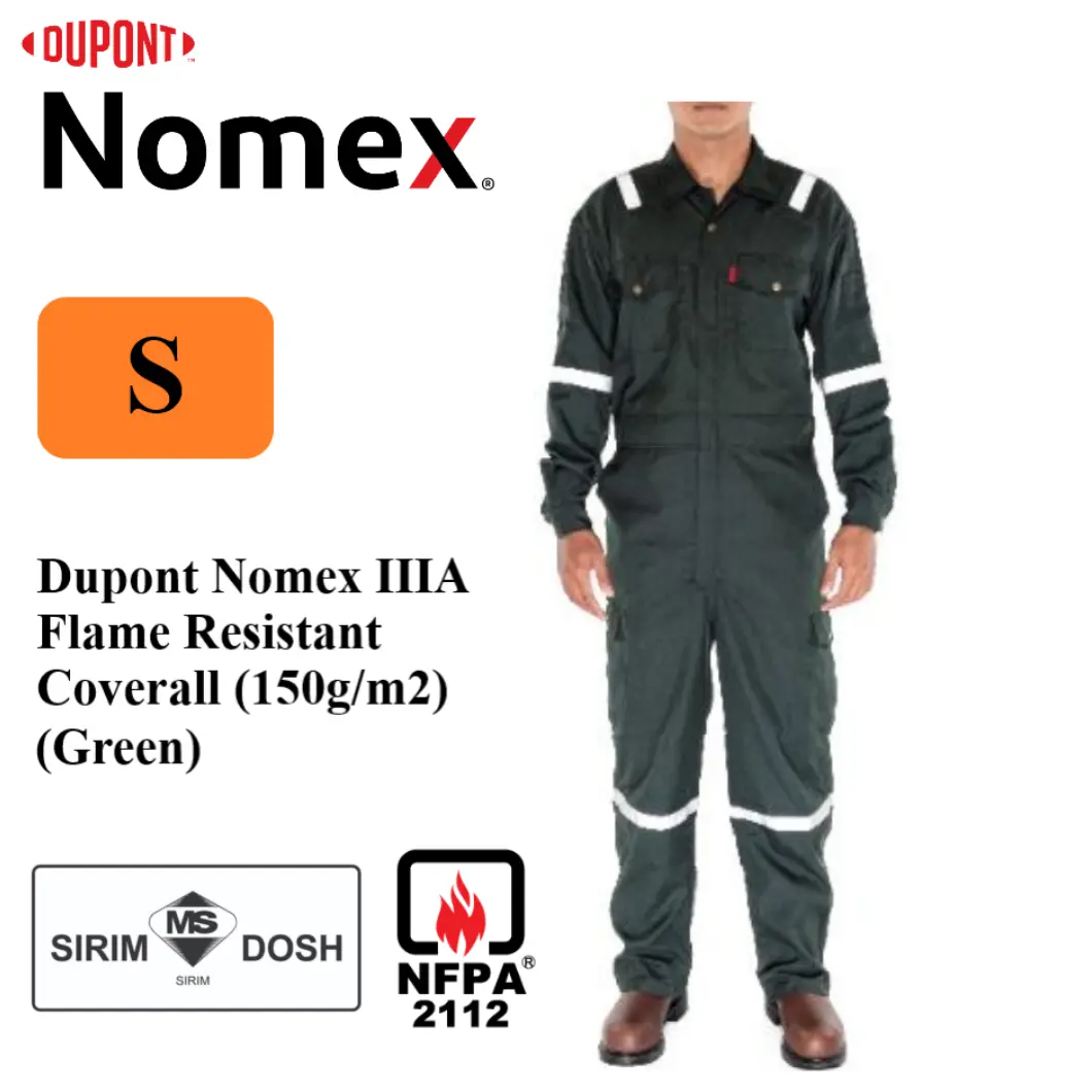 SHEWOOD Dupont Nomex IIIA Flame Resistant Coverall (FRC) (150g/m2) - Green (Size: S - 5XL)