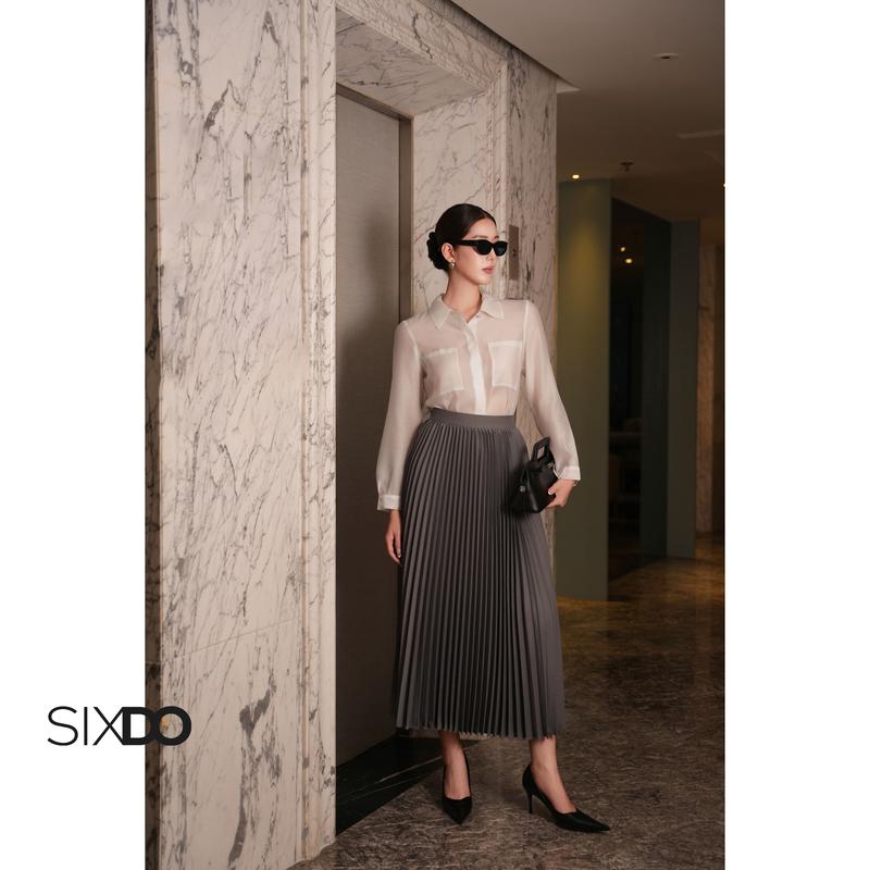 Chân váy xếp ly xám SIXDO Grey Tuytsi Flared Skirt